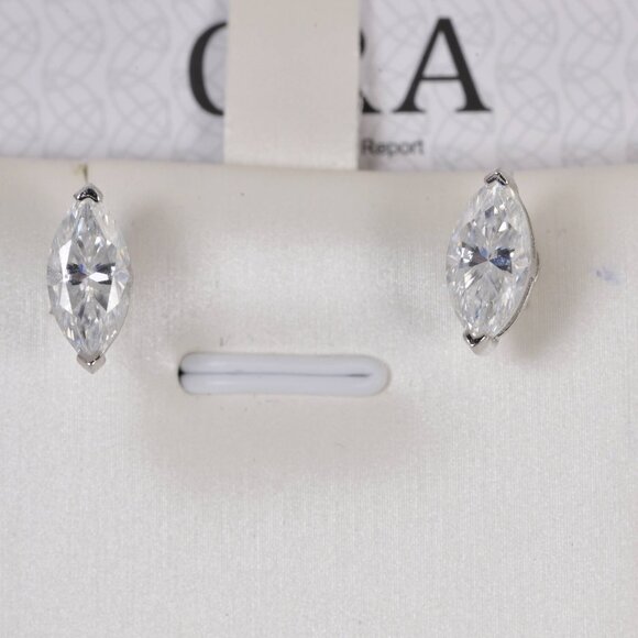 Certified 2.0 CTW Marqui Moissanite Stud Earrings - Picture 1 of 8